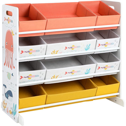 Rootz Toys Organizer - Toy Cabinet - Children's Room Cabinet - Storage Cabinet - Children's Room - For Children - 12 Boxes - Fabric - White