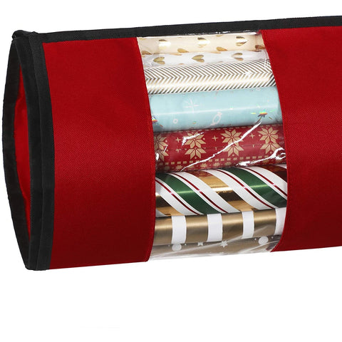 Rootz Storage Bag For Wrapping Paper - Storage Bag For Posters - Set Of 2 - Organizer - Red - Black - Fabric - 30 Rolls