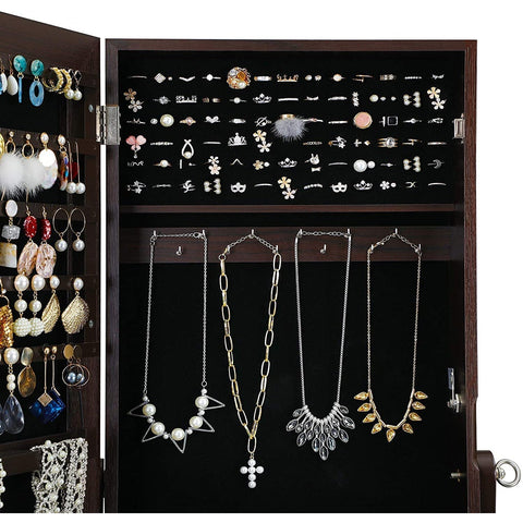 Rootz Mirror - Jewelry Mirror - Jewelry Cabinet - Standing Mirror - Brown - Jewelry Storage