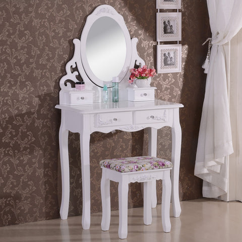 Rootz Dressing Table - Vanity Desk - Makeup Station - Cosmetic Organizer - Beauty Counter - Prep Stand - White Mb6024cm - 75x139x40cm