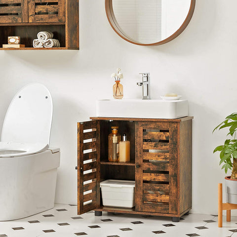 Rootz Bathroom furniture - Washbasin base cabinet - Base cabinet - Recess - Industrial - Processed Wood - Brown - 60 x 30 x 60 cm