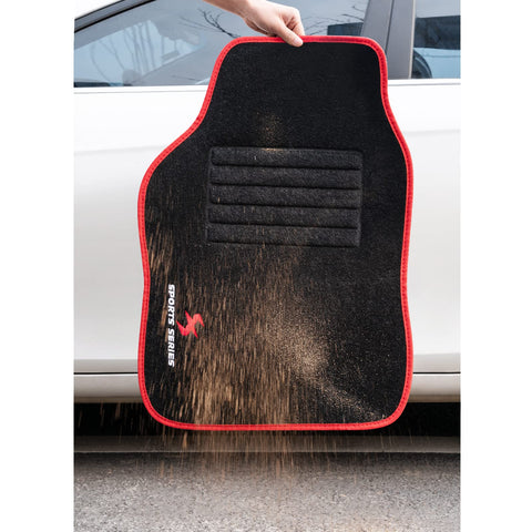 Rootz Car Floor Mats - Vehicle Carpets - Auto Mat Collection - All-Weather Guards - Interior Protectors - Drive Enhancers - Red - 65.5x45 cm & 33x45 cm