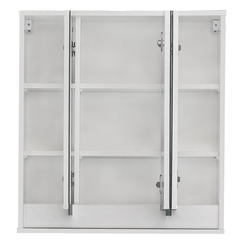 Rootz Bathroom Mirror Cabinet - Vanity Mirror Storage - Modern Bath Cupboard - White Finish - 67 x 73 x 18 cm
