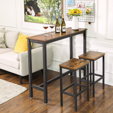 Rootz Desks - Bar table - Sturdy metal frame - Industrial design - vintage brown - black (120 x 40 x 100 cm)