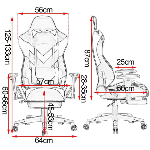 Rootz Gaming Chair - Computer Seat, Office Chair, Racing Seat, Ergonomic Desk Chair, Adjustable Gamer Chair, Reclining PC Chair - Black
