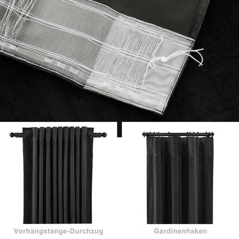 Rootz Blackout Velvet Curtain - Drapery - Window Covering - Room Darkener - Privacy Shade - Thermal Insulator - Black - 140x245 cm