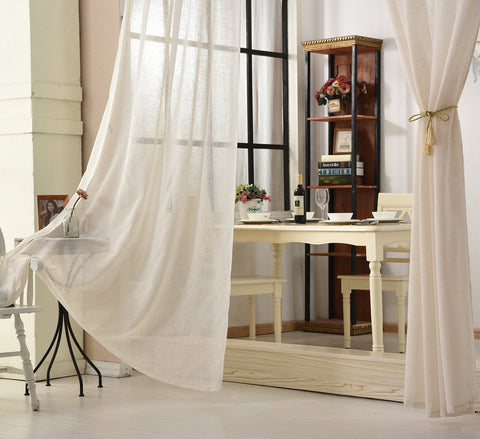 Rootz Transparent Curtains - Drapes - Window Dressings - Window Coverings - Sheers - Linen-Look Panels - Room Accents - Cream - 140x225cm