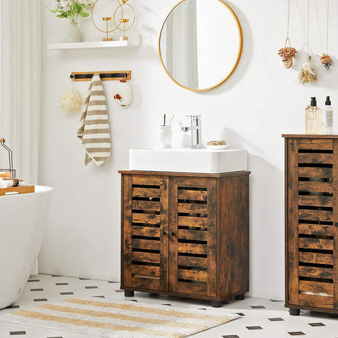 Rootz Bathroom furniture - Washbasin base cabinet - Base cabinet - Recess - Industrial - Processed Wood - Brown - 60 x 30 x 60 cm