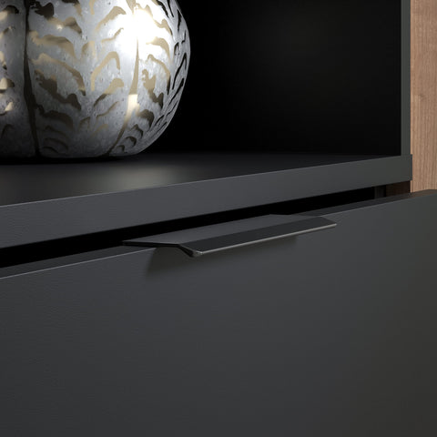 Rootz TV-Lowboard - Elegant Media Console - Entertainment Stand in Tobacco Kraft - Oak/Black - 185x47x40 cm