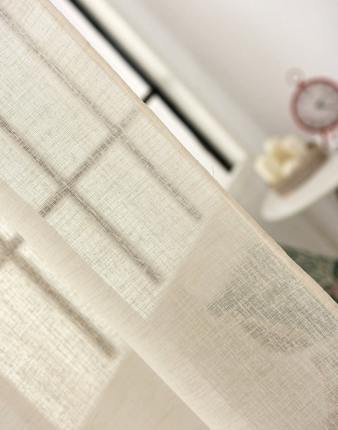 Rootz Transparent Curtain - Drapery - Window Covering - Linen-look Drape - Voile - Shade - Window Dressing - Sand - 140x225cm