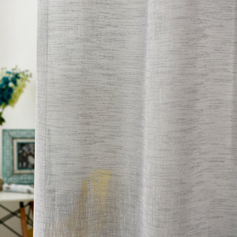 Rootz Transparent Linen-Look Curtain - Drapery - Window Covering - Sheer - Window Treatment - Panel - Shade - Light Gray - 140x245cm