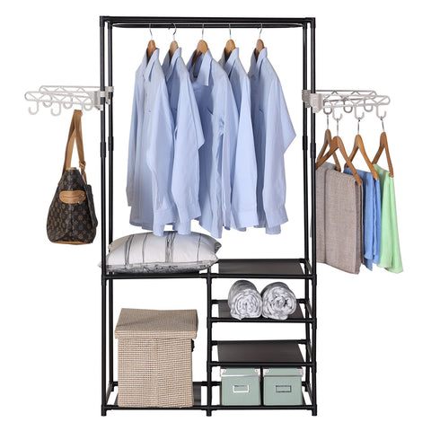 Rootz Clothes Rack - Garment Organizer - Clothing Stand - Apparel Holder - Wardrobe System - Dress Storage - Garment Shelf - Black-SR0028 - 44x158x87 cm