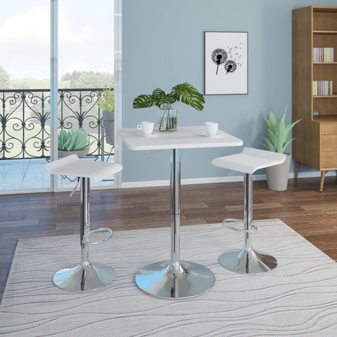 Rootz Bar Table - Bistro Stand, Counter Desk, Dining Surface, Cocktail Station, Kitchen Island, Party Platform - White - 60x60 cm