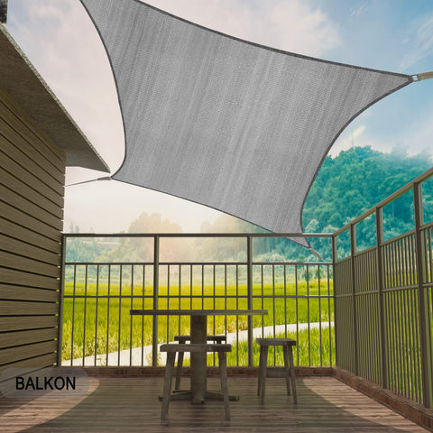 Rootz Triangular Sun Sail - Shade Canopy - Sunshade Shelter - UV Protector - Outdoor Cover - Patio Awning - Garden Screen - Gray - 3x3x4.25m