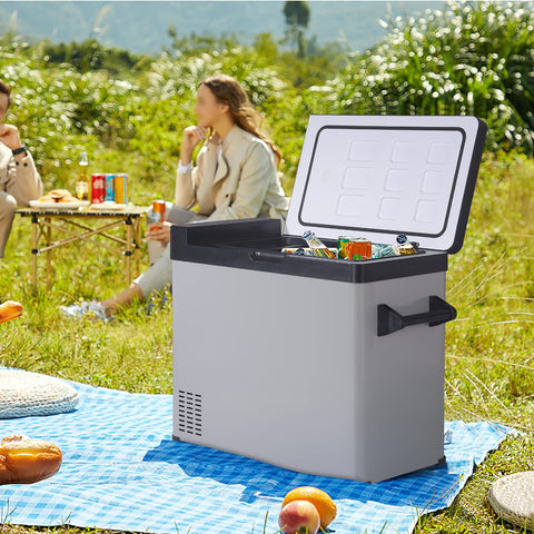 Rootz Portable Refrigerator - Car Freezer - Travel Fridge - Mini Cooler - Vehicle Icebox - Compact Chill Box - Black - 36x59x81.2cm