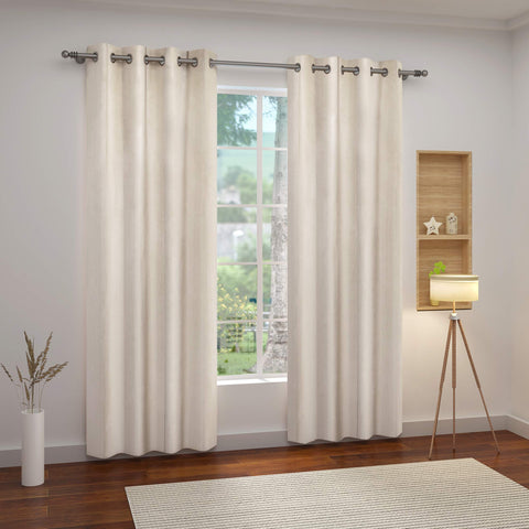 Rootz Velvet Blackout Curtain - Drapery - Window Shade - Thermal Blind - Room Darkener - Privacy Screen - Window Covering - Beige - 140x225 cm