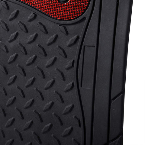 Rootz Car Mats - Vehicle Floor Liners - Auto Foot Pads - Car Footwell Covers - Protective Floor Sheets - Vehicle Matting - Black/Red - 48.5x71 cm Front, 48.5x44 cm Rear