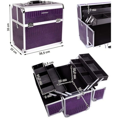 Rootz Make-up Case - Foldable Make Up Case With 5 Storage Bins - Make Up Case with Lock