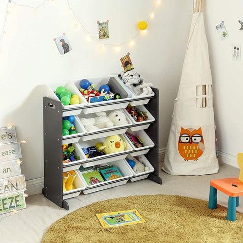 Rootz Children's room rack - Toy organizer - Storage rack - Dark gray / white - 86 x 26.5 x 78 cm