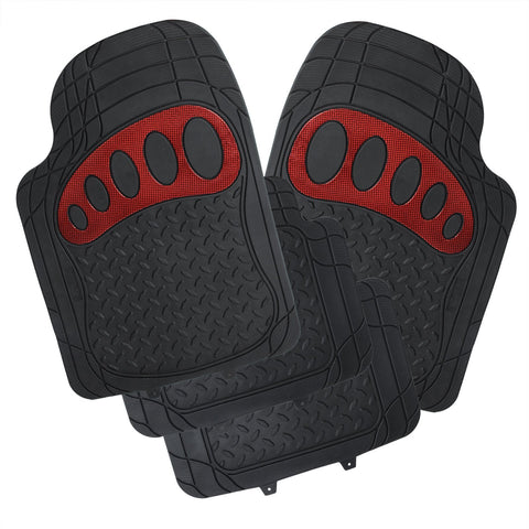 Rootz Car Mats - Vehicle Floor Liners - Auto Foot Pads - Car Footwell Covers - Protective Floor Sheets - Vehicle Matting - Black/Red - 48.5x71 cm Front, 48.5x44 cm Rear
