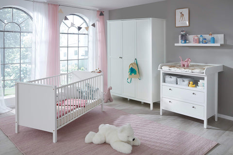 Rootz Baby Room Wardrobe - Storage Cabinet - Clothes Organizer - Nursery Furniture - Child's Closet - Dresser - White - 141 x 192 x 51 cm