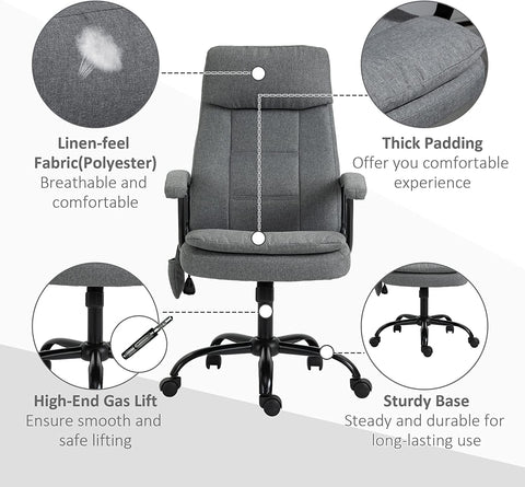 Rootz Office Chair - Massage Chair - Executive Chair - Gaming Chair - Swivel Chair - Gray - 63 x 70 x 112-121 cm