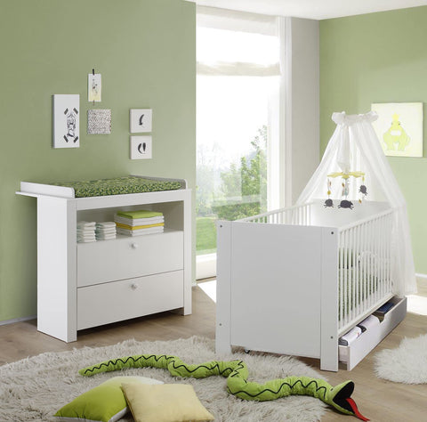 Rootz Baby Cot - Modern Nursery Bed - Comfortable Sleep - Safe Design - White - 78x83x143cm