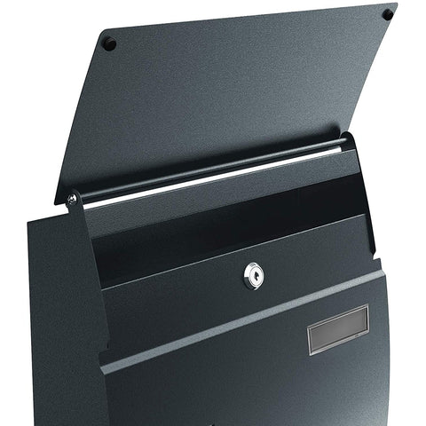 Rootz Letterbox - Wall letterbox - Lockable - Nameplate holder - Keys - Anthracite - 32 x 10 x 45 cm