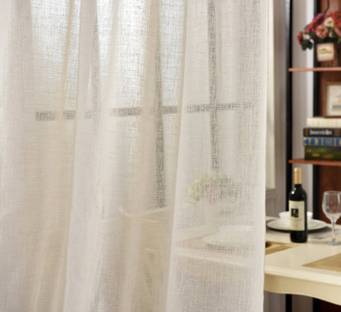 Rootz Transparent Curtains - Drapes - Window Dressings - Window Coverings - Sheers - Linen-Look Panels - Room Accents - Cream - 140x225cm