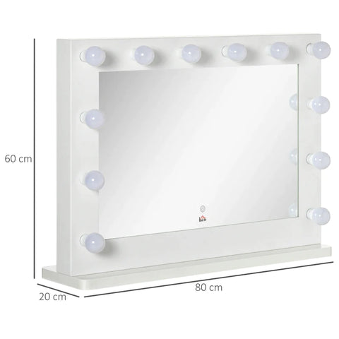 Rootz Hollywood Mirror Lighting - Touch Control - Memory Function - 12 Dimmable - Led Lamps - White - 80 x 60 cm