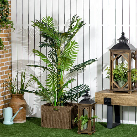 Rootz Artificial Plant - Artificial Palm Tree - Including Planter - Green + Black - 19.5cm x 19.5cm x 150cm