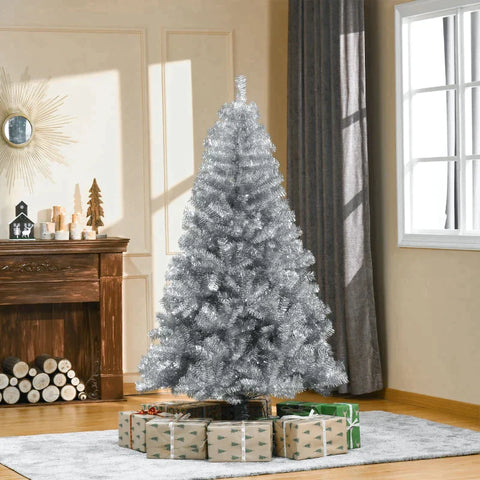 Rootz Christmas Tree - Artificial Christmas Tree - Christmas Tree With 1000 Branch Tips - Christmas Tree Stand - Metal - Silver + White - Ø103 x 180 cm