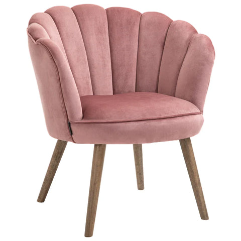 Rootz Dining Room Chair - Kitchen Chair - Armchair With Backrest - Living Room Chair - Polyester - Rubber Wood - Pink - 66 x 66 x 78.5 cm