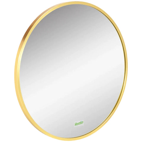 Rootz Wall Mounting - Mirror Bathroom - Elegant Design - Bedroom - Hallway - Metal Frame - Gold+silver - Ø50 x 2T cm