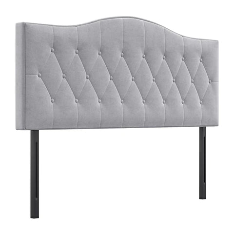 Rootz Headboard For Bed - Upholstered Headboard - Bed Head Backrest - Bed Headboard In Gray Poplar Velvet Fabric - 185 x 8 x 134 cm