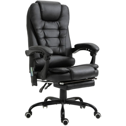Rootz Massage Chair - Executive Chair With 7 Massage Points - Height-adjustable Swivel Chair With Integrated Footrest - Lower Back Padding - Foam - Metal - PVC - Black - 67 x 79 x 111-121 cm