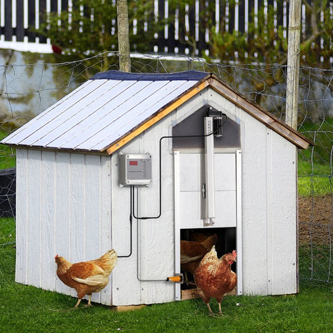 Rootz Automatic Stable Door - Automatic Chicken Door - Safe Chicken Coop Door - Chicken Flap - Door Opener - Timer Remote Control - Waterproof - Aluminum - 30L x 30W cm