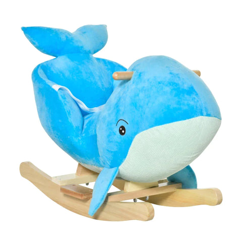 Rootz Rocking Horse - Rocking Animal - Baby Swing Toy - Whale Design - Sound Plush -  Blue - 60 x 33 x 50 cm