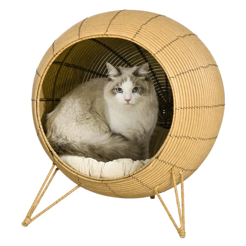 Rootz Cat Cave - Rattan Cat Cave - Cat House - Cat Bed - Light Brown