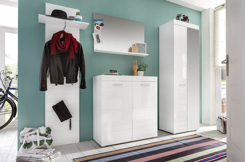 Rootz Wardrobe Cabinet - Stylish Closet Ensemble - White Gloss - Ample Storage - Modern Design - 233x195x38cm
