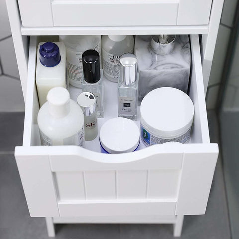 Rootz Bathroom Furniture - Narrow Cabinet - Freestanding Bathroom Furniture - Bathroom Cabinet - Chest of Drawers - White