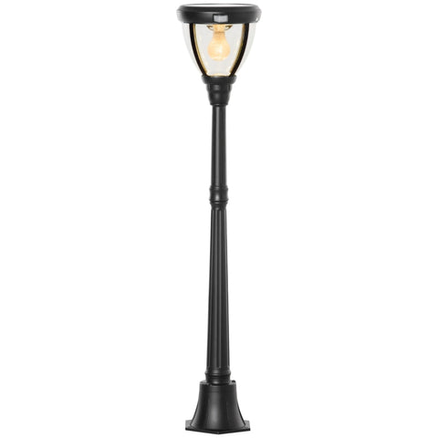 Rootz Garden Lamp Post Light - Vintage Style Solar Outdoor Pole Light - Pole Light - Outdoor Lamp - Aluminum, Tempered Glass - Black - 26 x 26 x 130 cm
