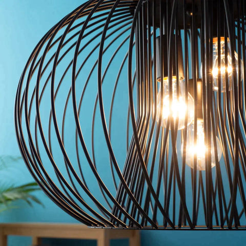 Rootz Pendant Lamp - Hanging Lamp - Ceiling Light - Industrial Style - Spherical Pendant - Ceiling Spotlight E27 - Adjustable - Metal - Black - Ø50 x 150 cm