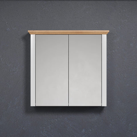 Rootz Landside Spiegelschrank - Mirror Cabinet - Wall Storage - Reflective Unit - Glass Closet - Vanity Holder - Wall-mounted Organizer - Light Grey/Artisan Oak - 78x73x24 cm