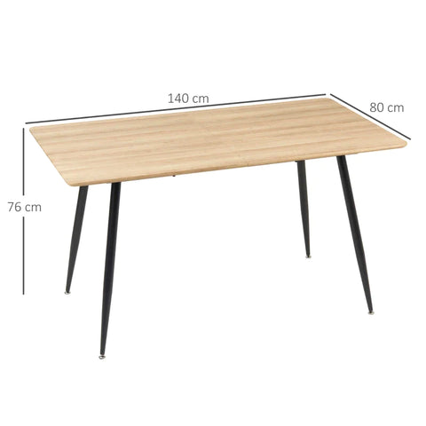 Rootz Scandi Design Dining Table - Kitchen Table - For 4 People - Wood Look -  Natural + Black - 140 cm x 80 cm x 76 cm