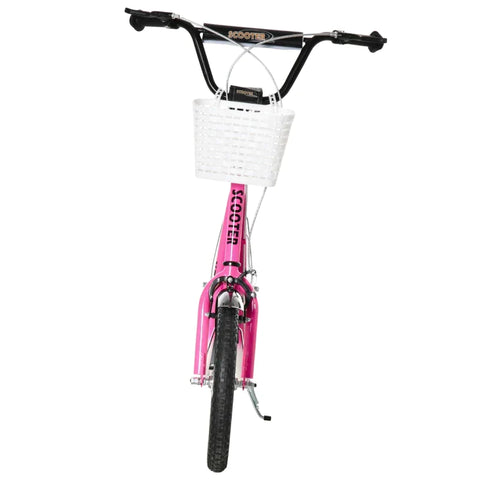 Rootz Scooter - Children's Scooter - Kids Scooter - Height Adjustable - Inflatable Wheel Brake - Basket - Cupholder - Mudguard - Pink/White - 139 cm x 58 cm x 96 cm