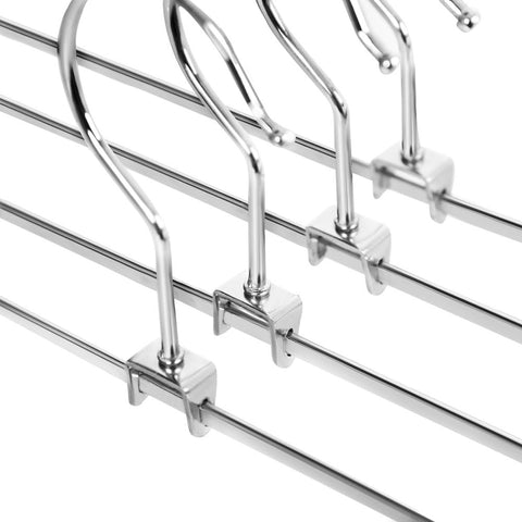 Rootz Trouser Hangers - Anti-slip Trouser Hanger With Clips - Space-saving - Trouser Clips - Adjustable Pant Hangers - Multi-bar Pant Hangers - Folding Pant Hangers - Silver - 31 x 10.5 cm (H x W)