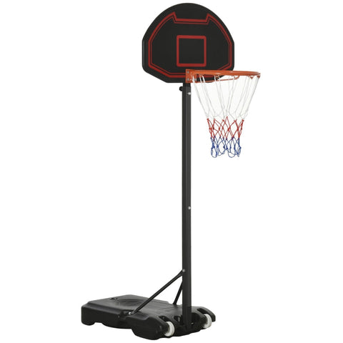 Rootz Basketball Stand - Basketball Hoop - Height-adjustable - Highly Stable - Steel/PE - Black - 131 x 49 x 195-250 cm