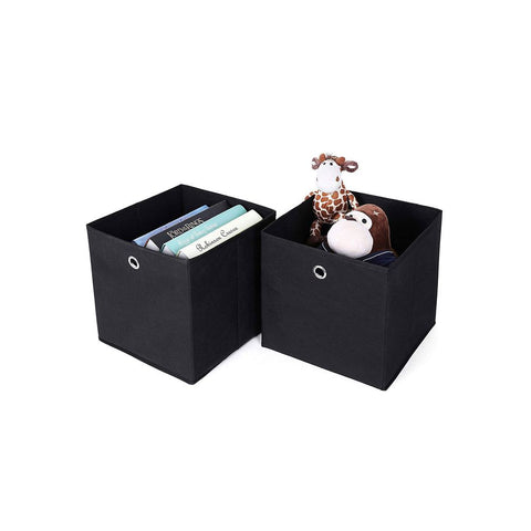 Rootz 4 Pieces Storage Boxes - With Finger Hole - Decorative Storage Box - Fabric Storage Basket - Portable Storage Case - Versatile - Space-saving - Non-woven Fabric - Black - 30 x 30 x 30 cm