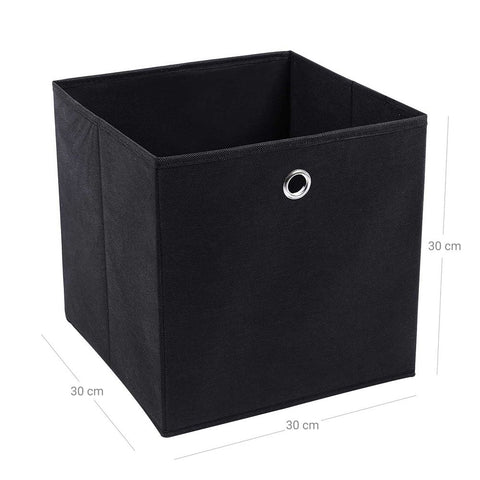 Rootz 4 Pieces Storage Boxes - With Finger Hole - Decorative Storage Box - Fabric Storage Basket - Portable Storage Case - Versatile - Space-saving - Non-woven Fabric - Black - 30 x 30 x 30 cm